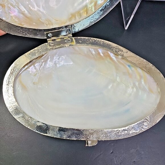 9 Inch Large Mother Of Pearl Trinket Or Jewelry Box WOW! Stunning And Gorgeous - Picture 4 of 16